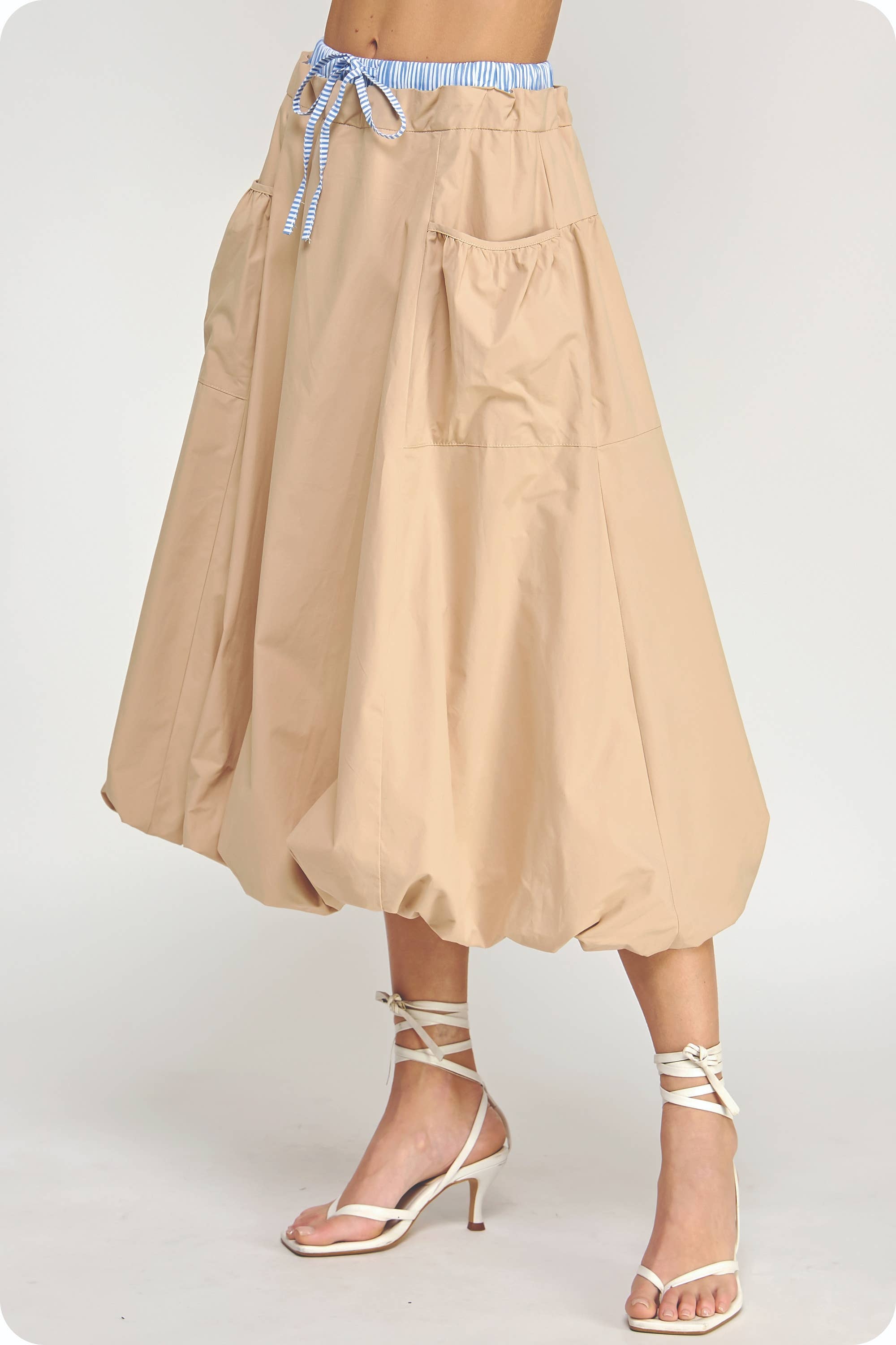 Strut & Bolt - Wholesale Rok - Dames - Streep Contrast Midi Bellenrok16