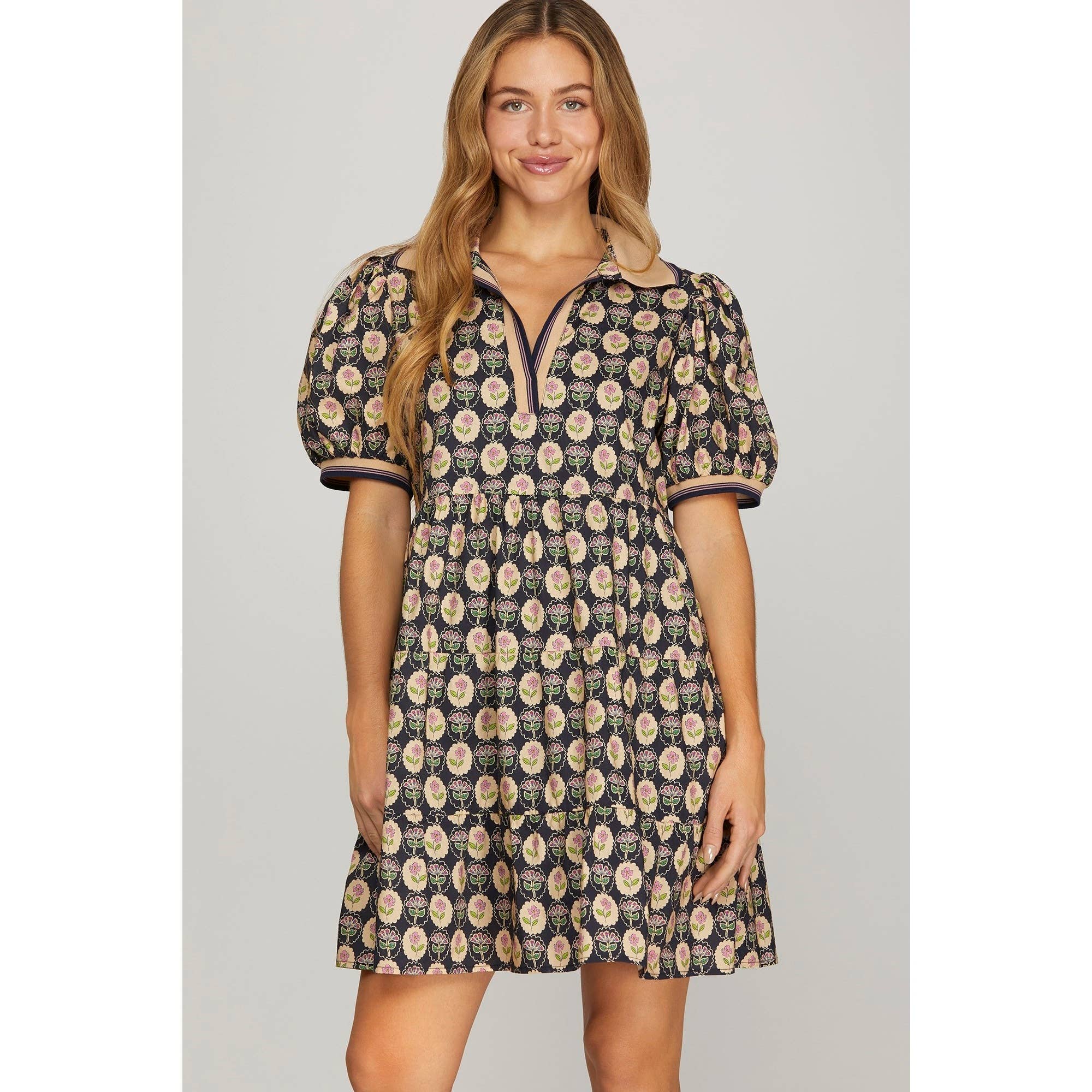 STYLE USA - Wholesale Dress - Women's - PRINTED WOVEN TIERED MINI DRESS2