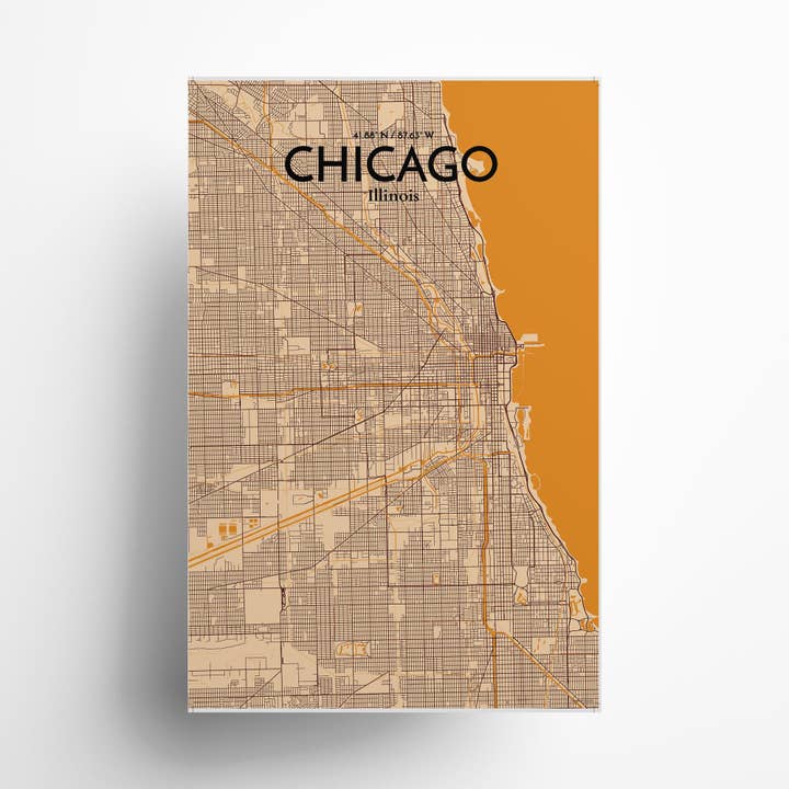 Plakat Stadtplan Chicago für den Großhandel von OurPoster.com