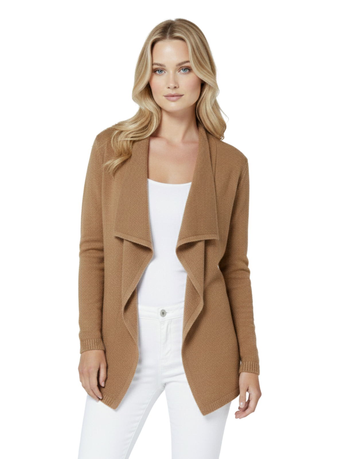 Mak - Wholesale Cardigan - Women's - Long Sleeve Open Front Draped Sweater Cardigan MK821810