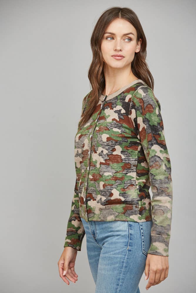 FATE – Großhandel Strickjacke – Damen – CAMO-PRINT-FRONT-KNOPFVERSCHLUSS-CARDIGAN FW155563