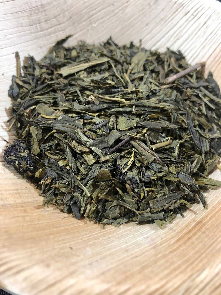 Simone 100G - Cherry Green Tea for wholesale by Thés Lac Rose