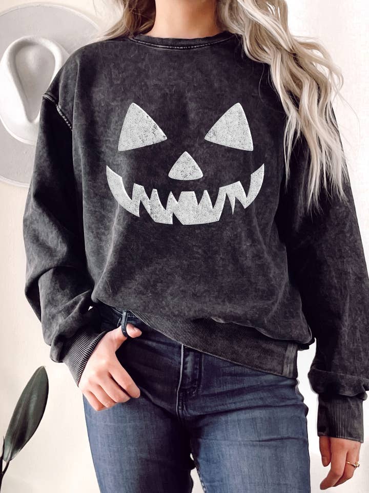 JACK O LANTERN MINERAL GRAPHIC TERRY SWEATSHIRT for wholesale by Rustee Clothing