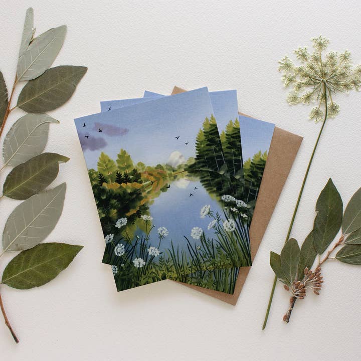 Heritage Pond Greeting Card - Box Set of Eight for wholesale by May We Fly