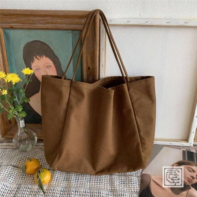 Plush Looks - Wholesale Tote Bag - Women's - Plain Canvas Tote Shoulder Bag0