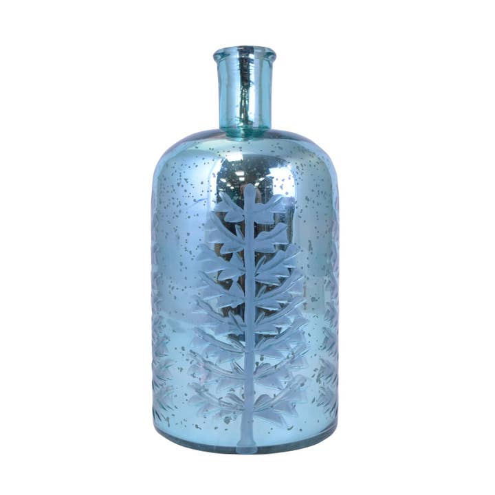 SALE Blue Metallic 11.5" Glass Vase With Tree for wholesale by Beachcombers