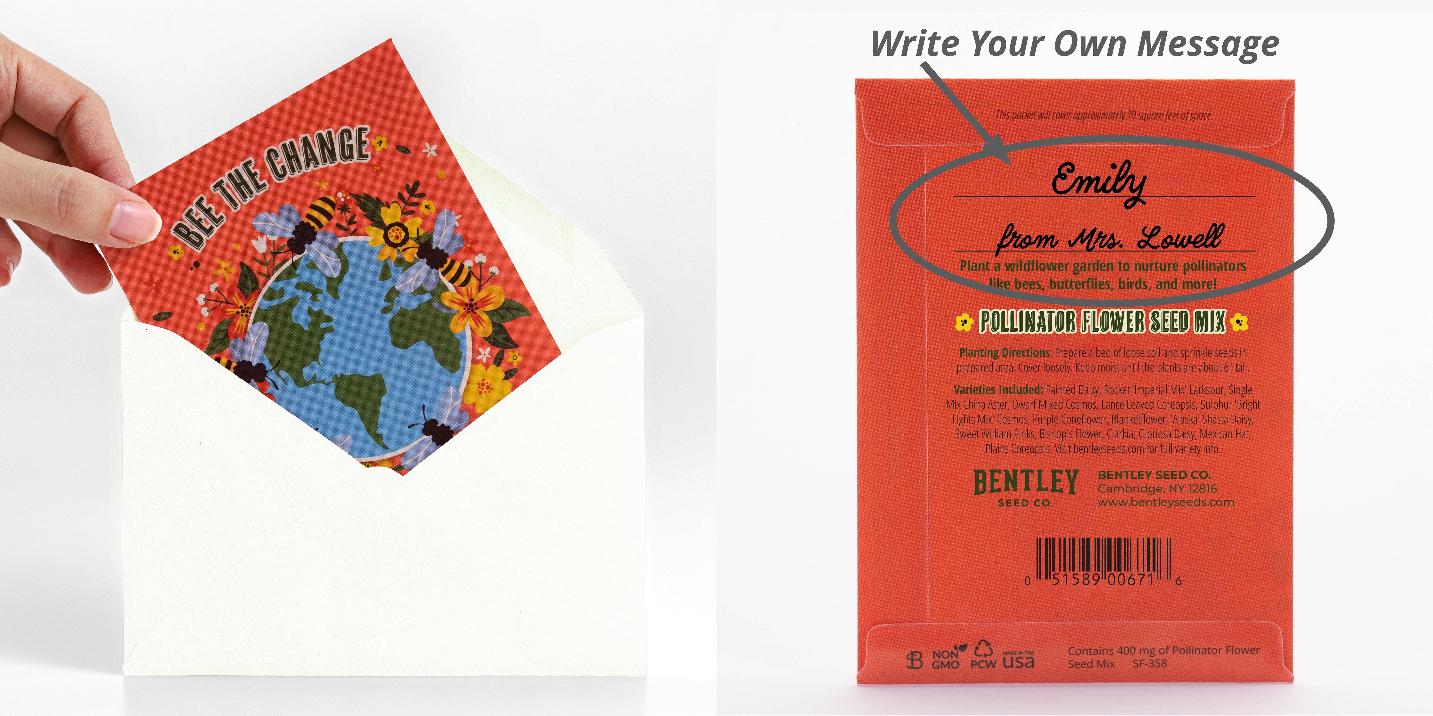 Bentley Seed Co. - Wholesale Plant Seeds - Bee The Change - Pollinator Flower Mix Seed Packets3