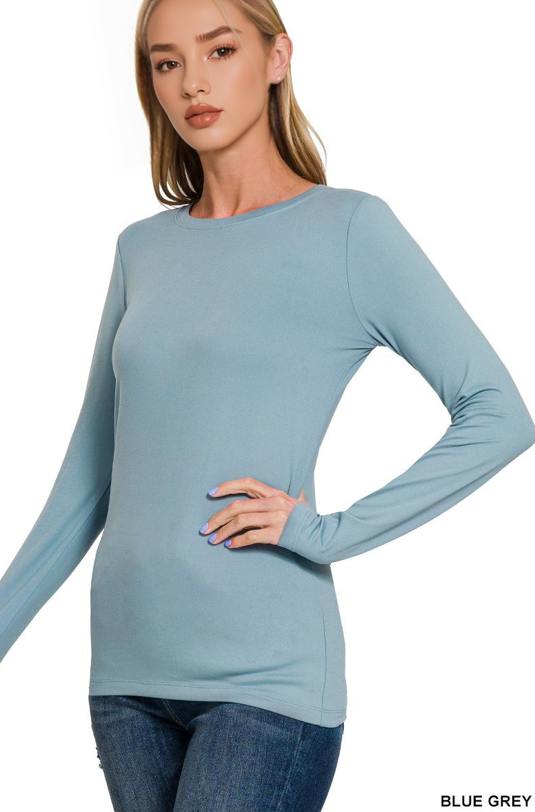 42POPS - Wholesale Knit Top - Women's - ,.0731 Microfiber Long Sleeve Tee SI-249059