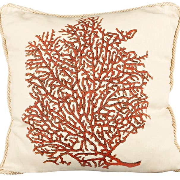 Nautical/ Red Coral Pillow for wholesale by Ox Bow Decor