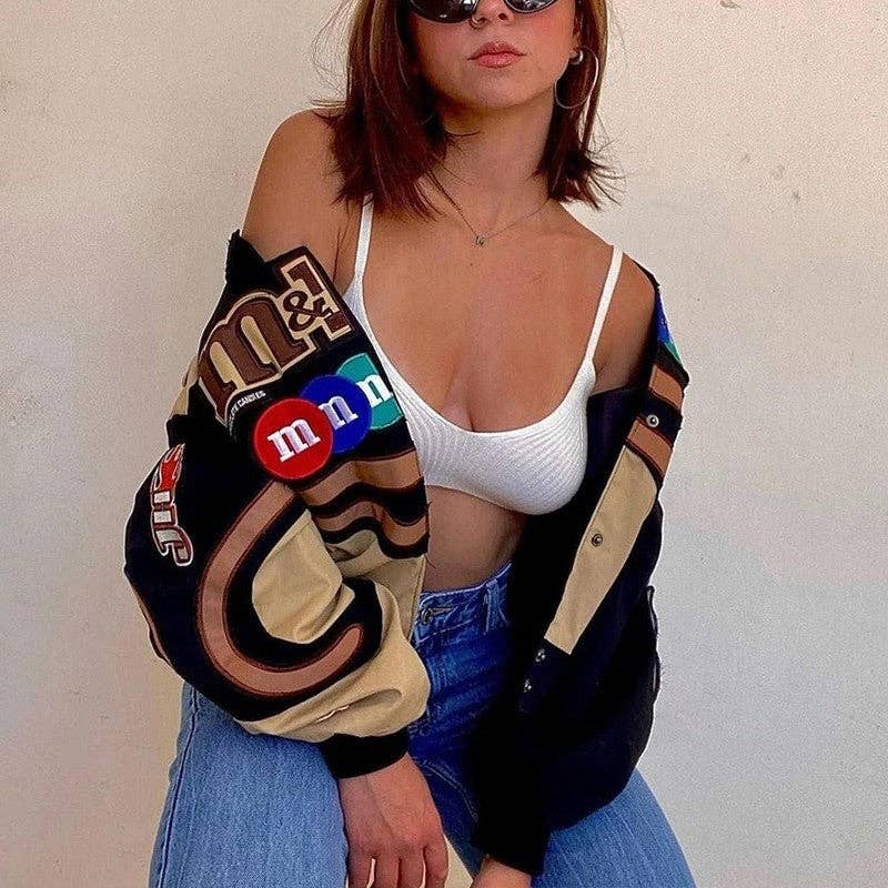 EN IMPRIMANT Veste décontractée ample à imprimé color block en vente sur Faire1