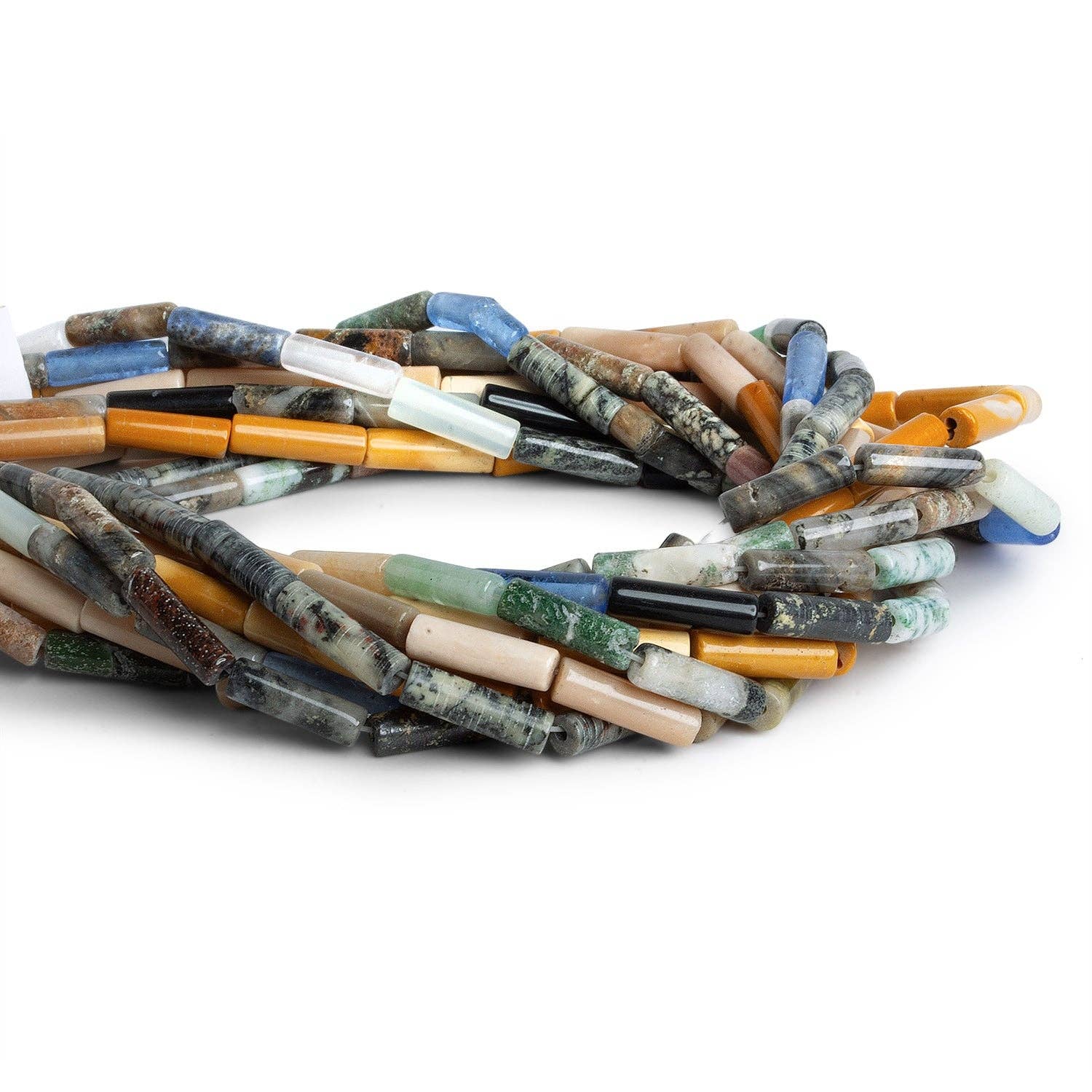 The Bead Traders - Wholesale Beads - Multi Gemstone Tube Beads - Lot of 100