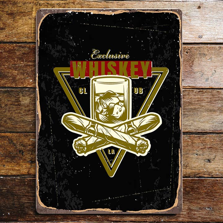 Whiskey drinking fun lifestyle Metal Sign Plaque for wholesale by The British Metal Signs Company