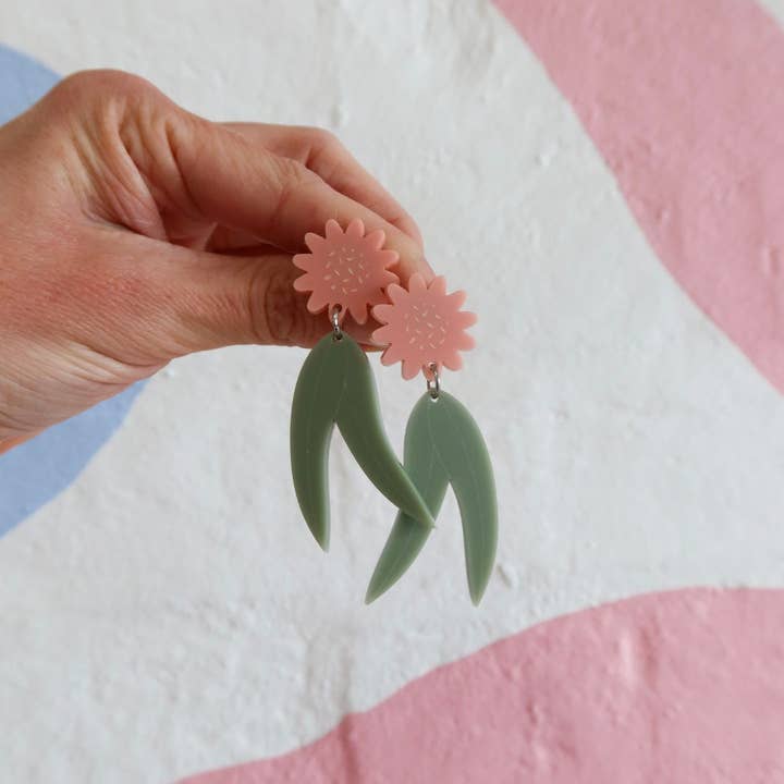 Melissa Peach / Olive Dangle Earrings for wholesale by Pink Nade