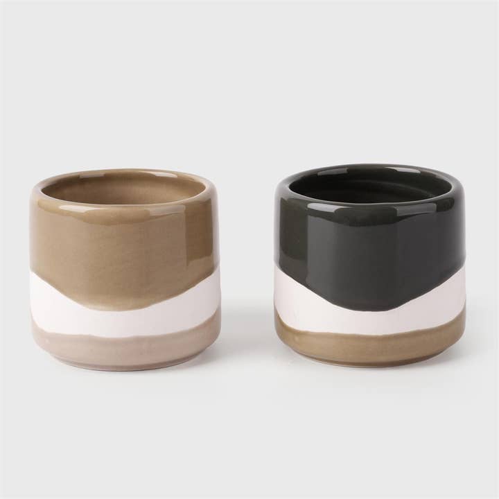 2-Tone Glazed Planter, Ceramic, 2/s, 3"Dx2.65"H for wholesale by Truu Design