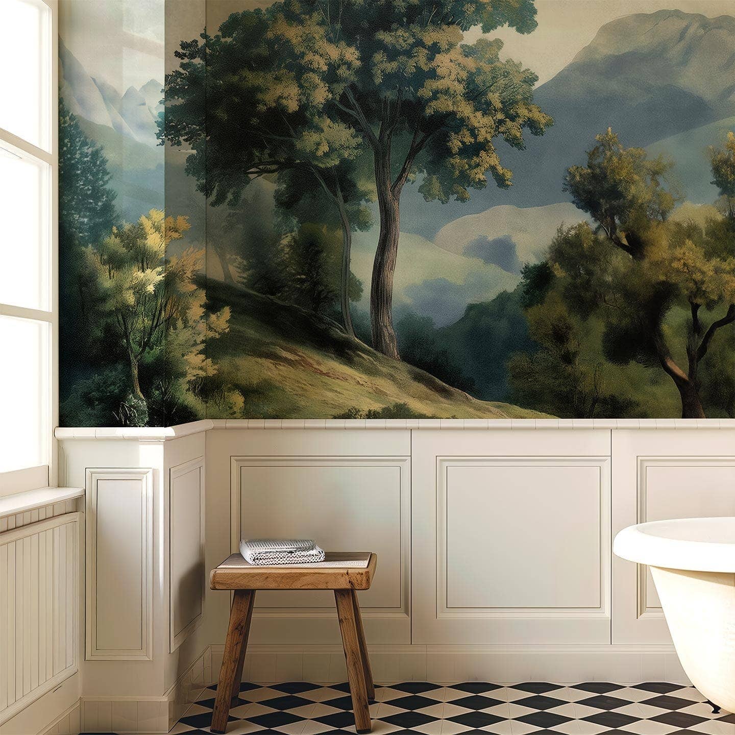 Green Tuscan Landscape Wall Mural for wholesale on Faire1