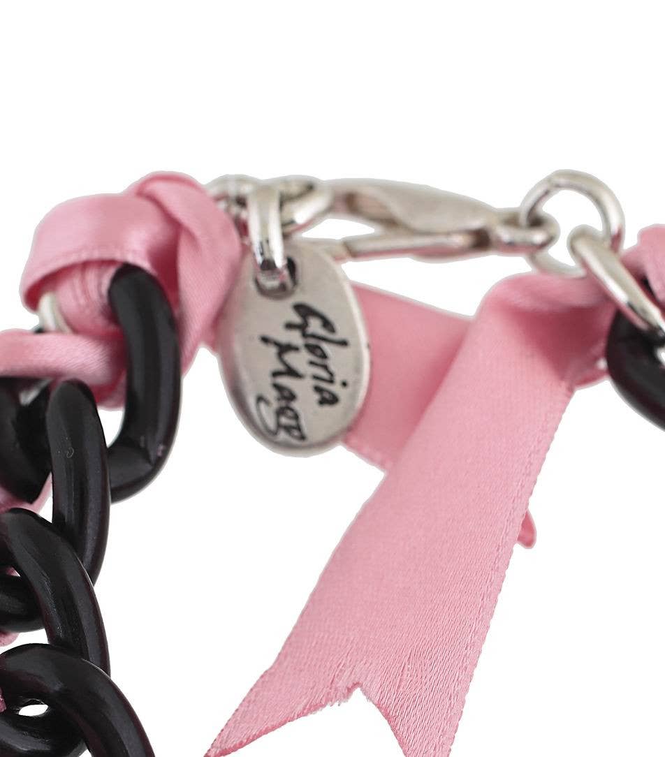 Gloria Mago - Wholesale Woven/Braided Bracelet - Pink “fancy” chain and ribbons bracelet1