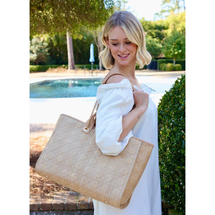 Caroline Hill - Wholesale Tote Bag - Women's - Melissa Tote Bag Natural Quilted LQ