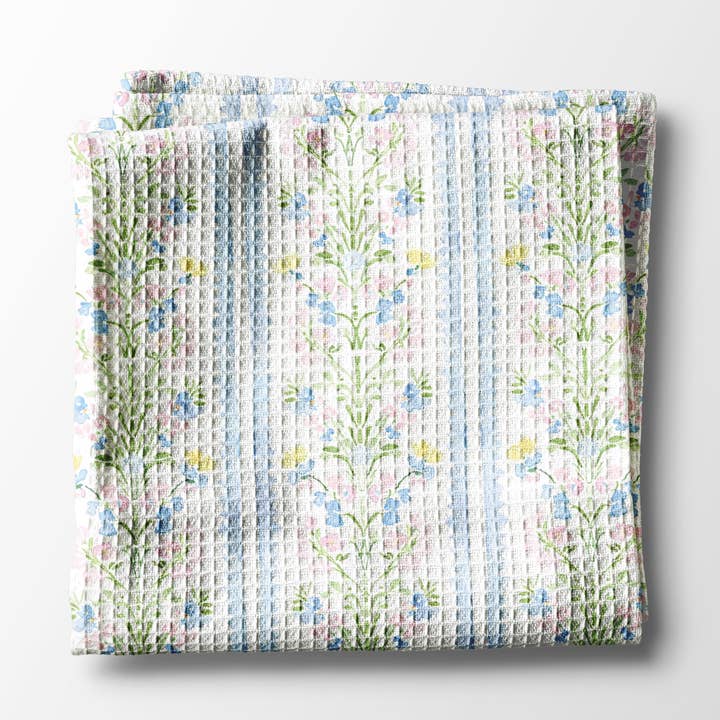 Canary Road - Wholesale Tea Towel - Chinoiserie Grandmillennial Kitchen Towel Blue Preppy Floral0