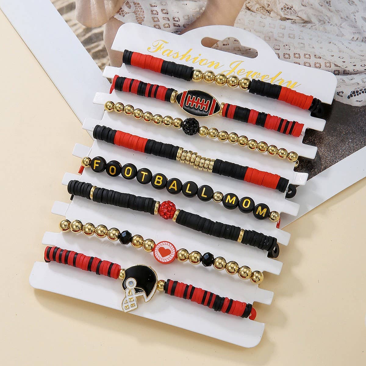 ACCITY - Wholesale Jewelry Set - BRACELET 8-PIECE SET POLYMER CLAY BRACELET_CWMM35124