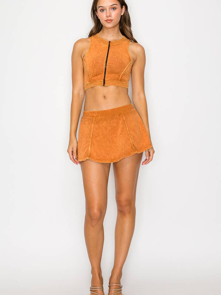 TS6079 - Zippered Tank Top and Skort Set for wholesale by A Ellen