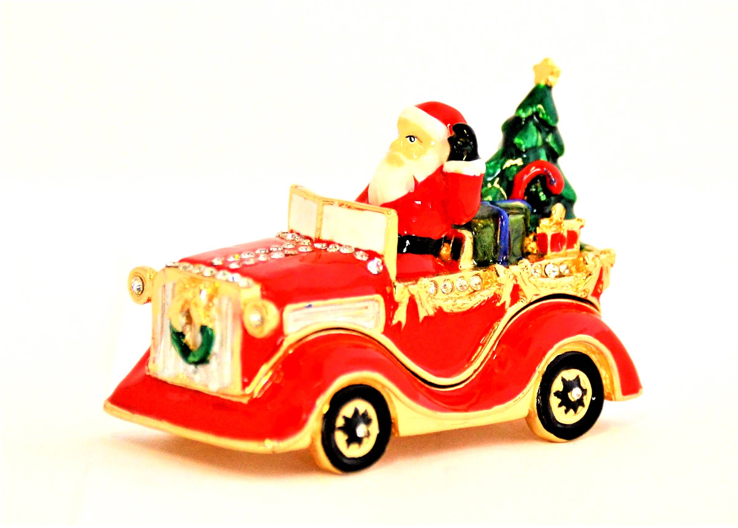 Ciel Collectables - Wholesale Christmas Decoration - Santaclause in Car Trinket Box. Hand Crafted With Crystals1