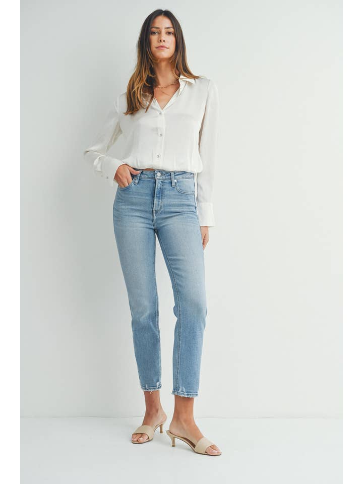 JUST BLACK DENIM - Wholesale Jeans - Women's - BP455J - LT - Hem Detail Comfort Straight
