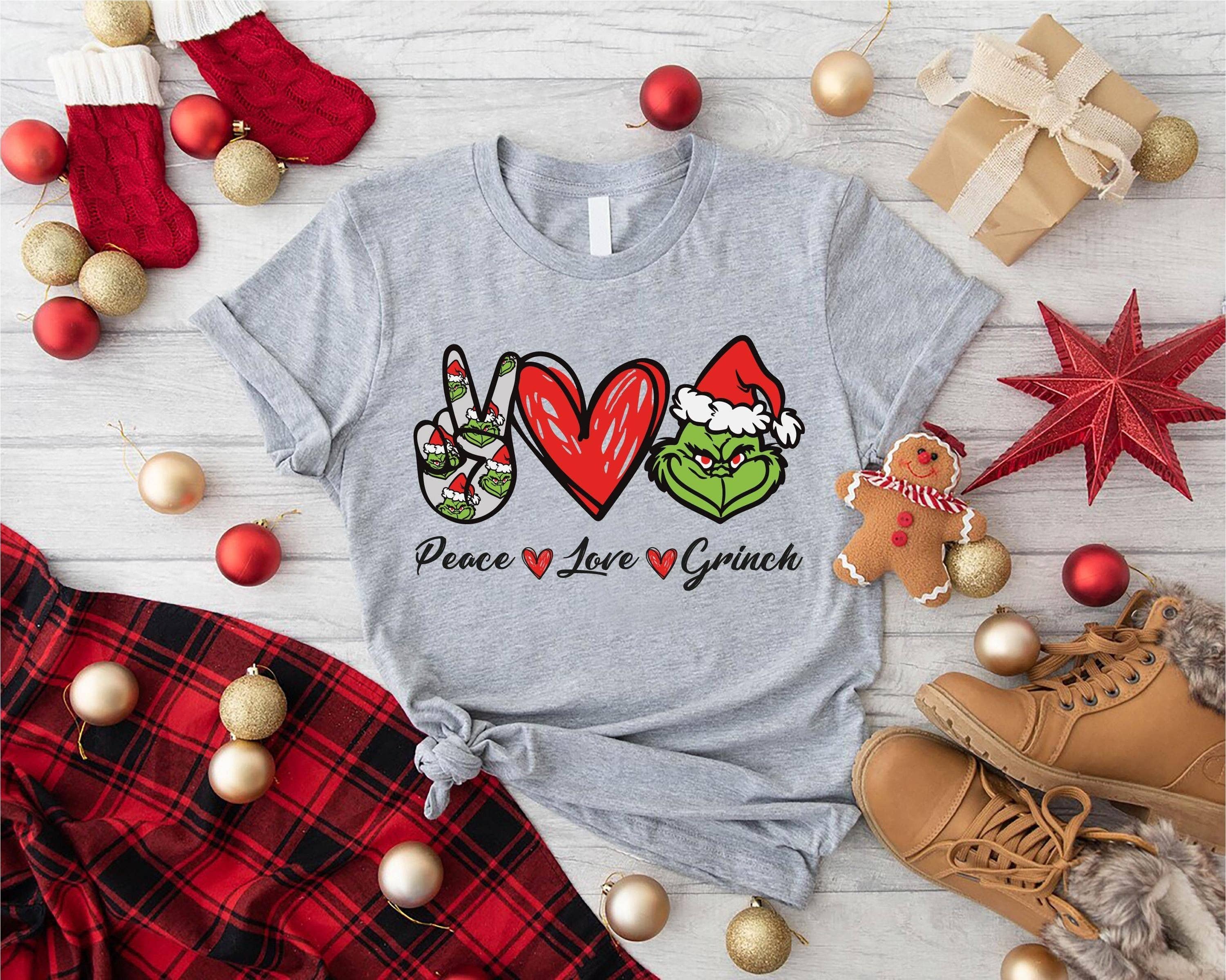 TheKingShirt - Wholesale Graphic Sweatshirt - Women's - Peace Love Grinch Christmas Tee Family Xmas Holiday Gift0