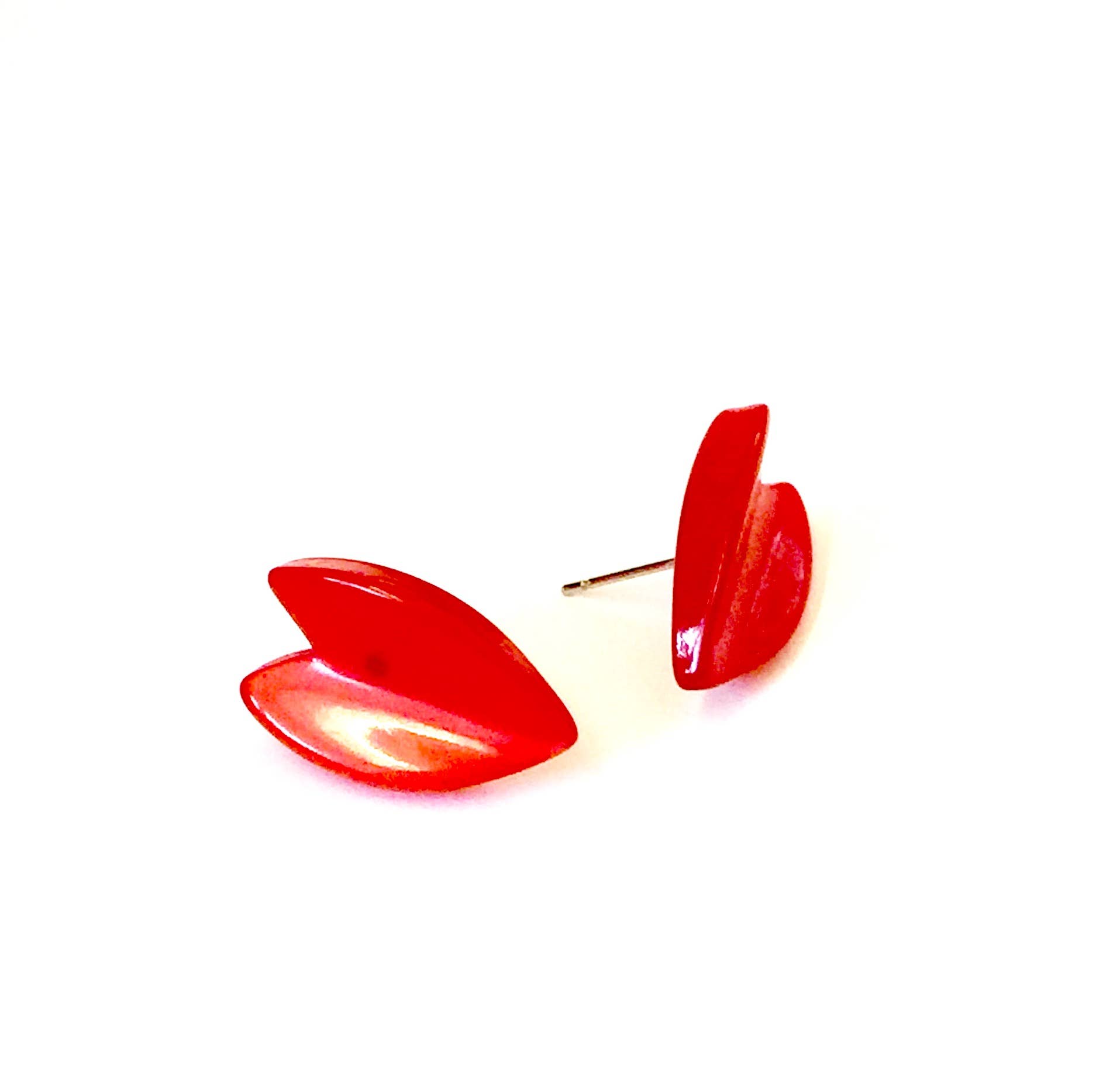 Leetie Lovendale - Wholesale Stud/Post Earrings - Red Moonglow Ivy Leaf Stud Earrings2