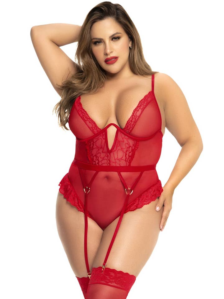vermelho Body plus size vermelho com cinto ligas para venda a revendedores na Faire