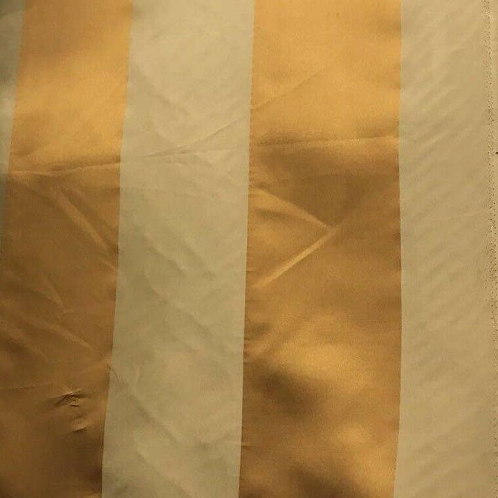 Fancy Styles Fabric - Wholesale Fabric - 60” Wide- Designer Satin Drapery Fabric - 6” Gold And Beige Stripes2