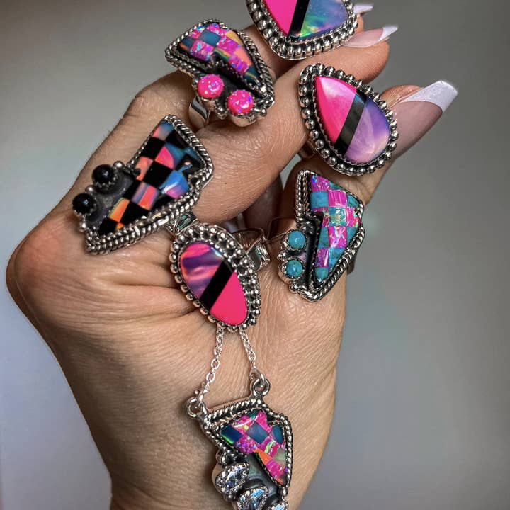 Krush Kandy - Wholesale Cocktail/Statement Ring - Multi Pink Kandy Colored Sterling Silver Rings |1