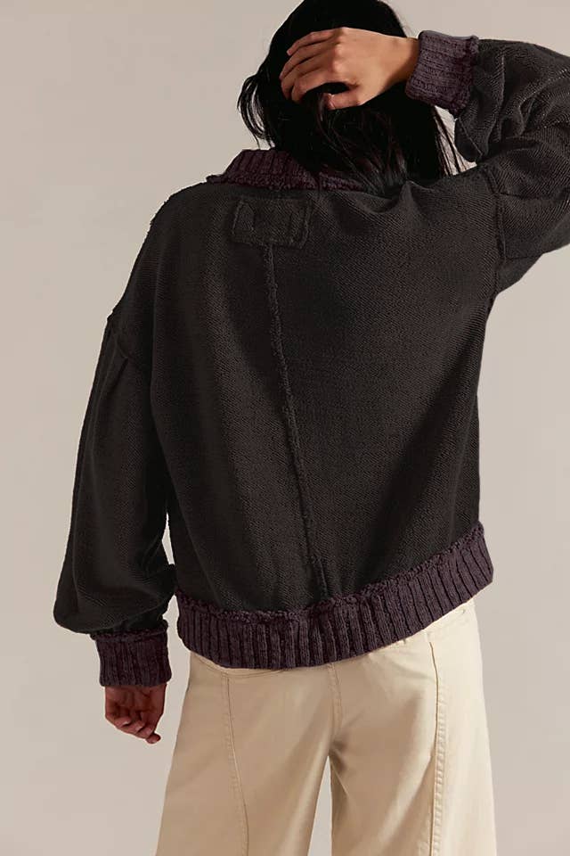 Rosa Clothing - Wholesale Cardigan - Women's - Cozy slouchy boxy drop-shoulder sleeves cardigan4