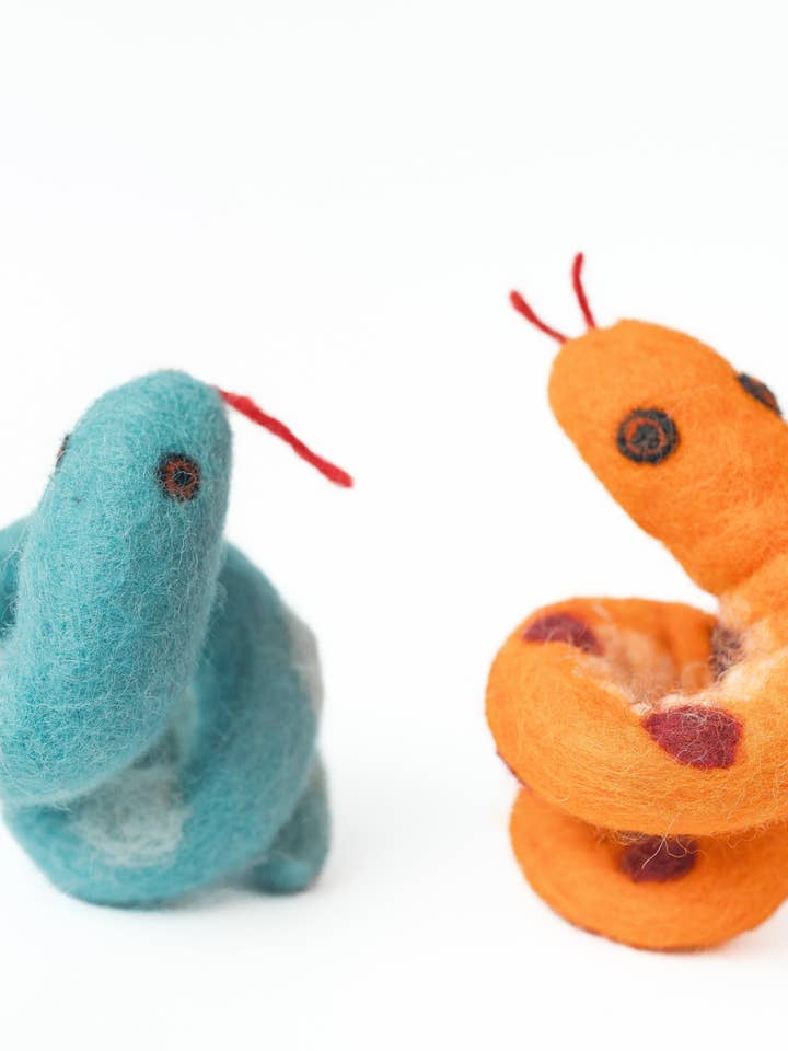 Orange Snake Finger Puppet for wholesale by Silk Road Bazaar