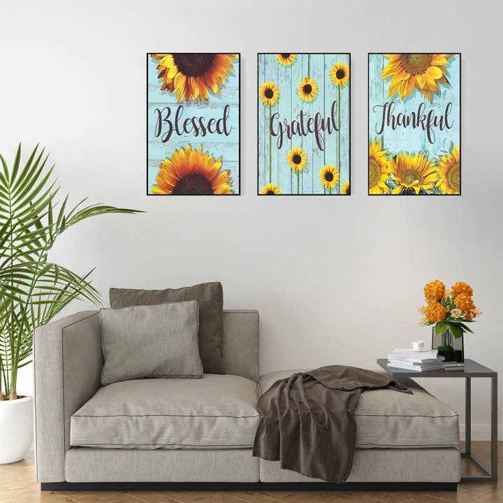 Rustic Farmhouse-Style Sunflower Wall Art – 3pc set for wholesale by American Luxury Gifts