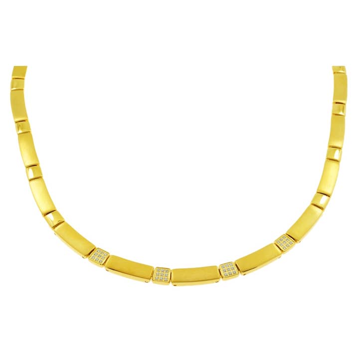 Resenär Halsband - Rostfritt Stål - guldpläterad C.Z. - 45 för wholesale av Hollander Jewels B.V.