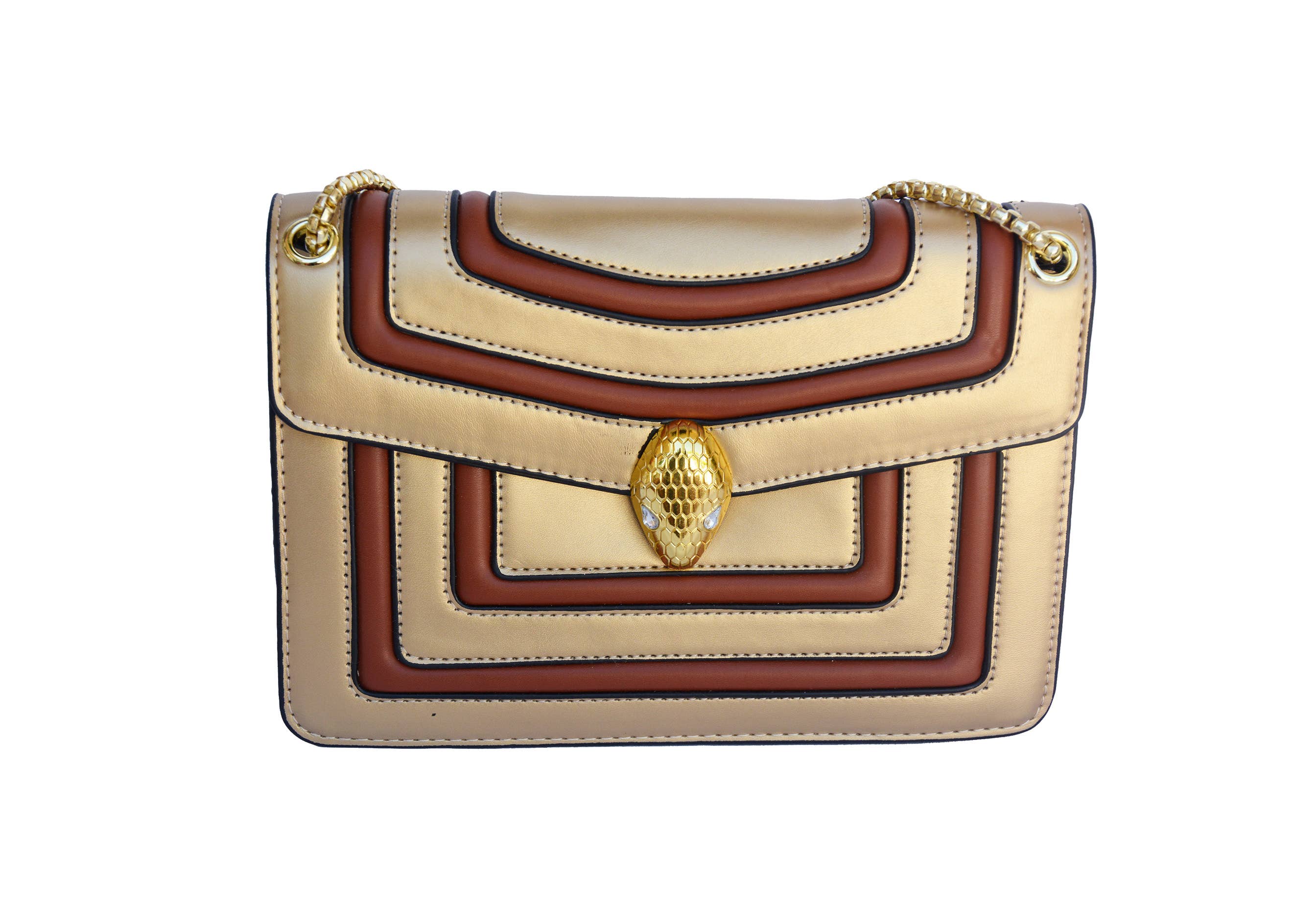 Timmy Woods Beverly Hills - Vente Sac à bandoulière – femme - Sac de costume Fashionista - Motif géométrique doré/marron1