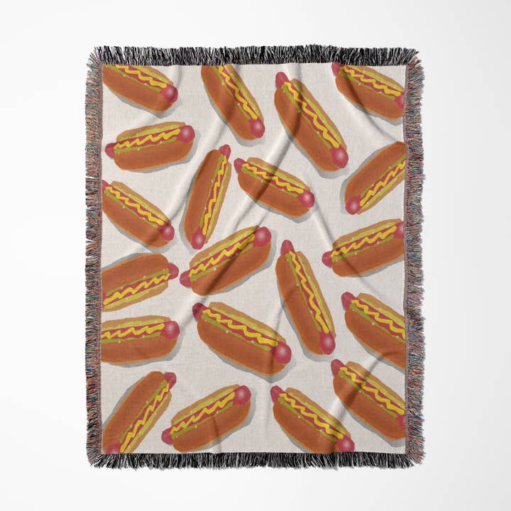3dRose - Wholesale Throw Blanket - 3dRose, Print of Hot Dog And Bun Repeat Pattern, Blanket0