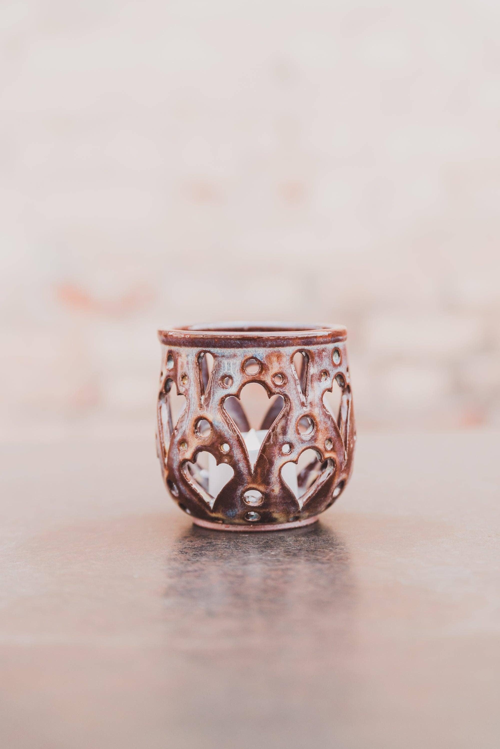 KF Stoneware - Wholesale Kaarsenhouder - Gesneden keramische votief, kaarsenhouder2