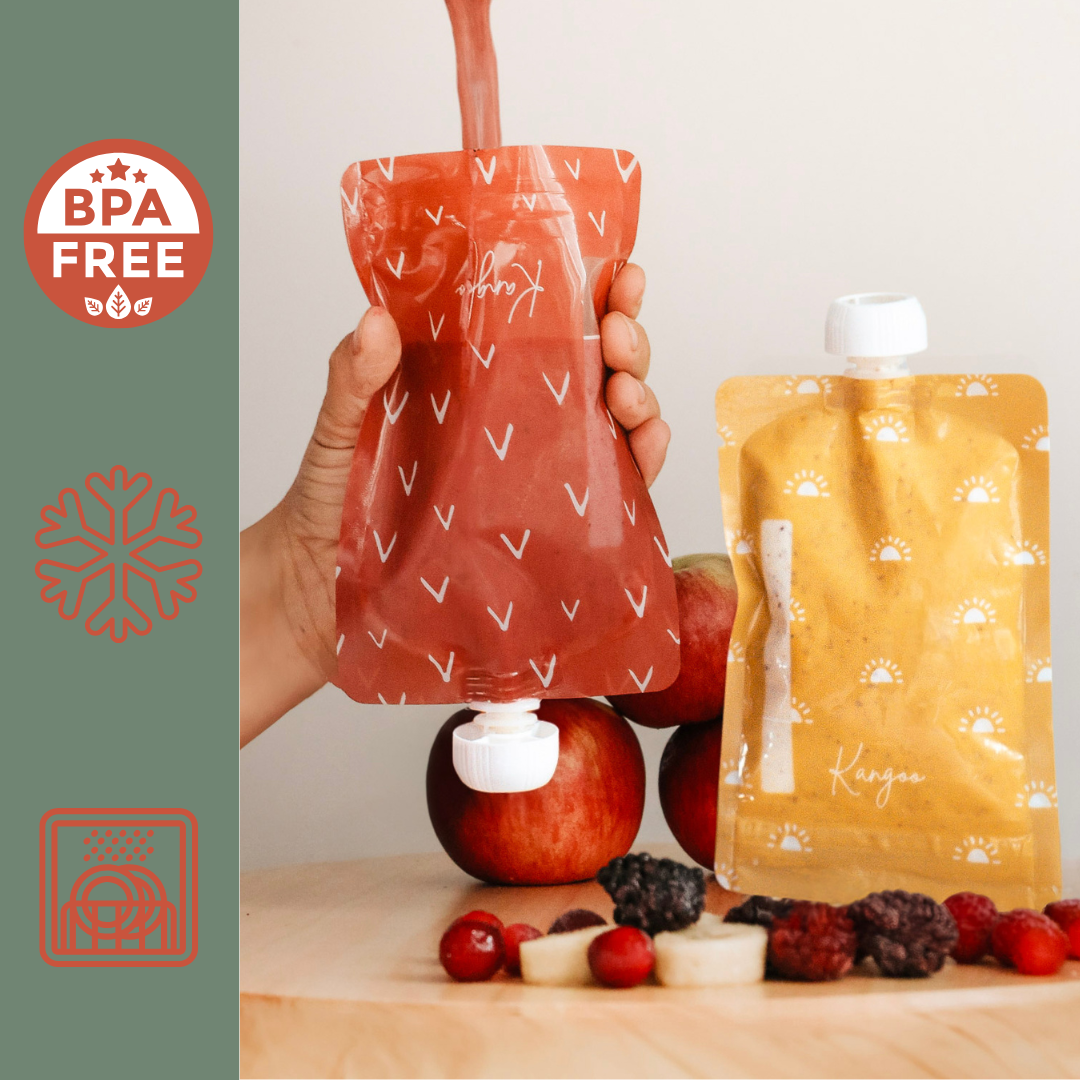 Kangoo et cie - Vente Sachet de conservation/film alimentaire - Pochettes réutilisables pour aliments pour bébés - Pochettes de stockage à presser 6x BOHO4