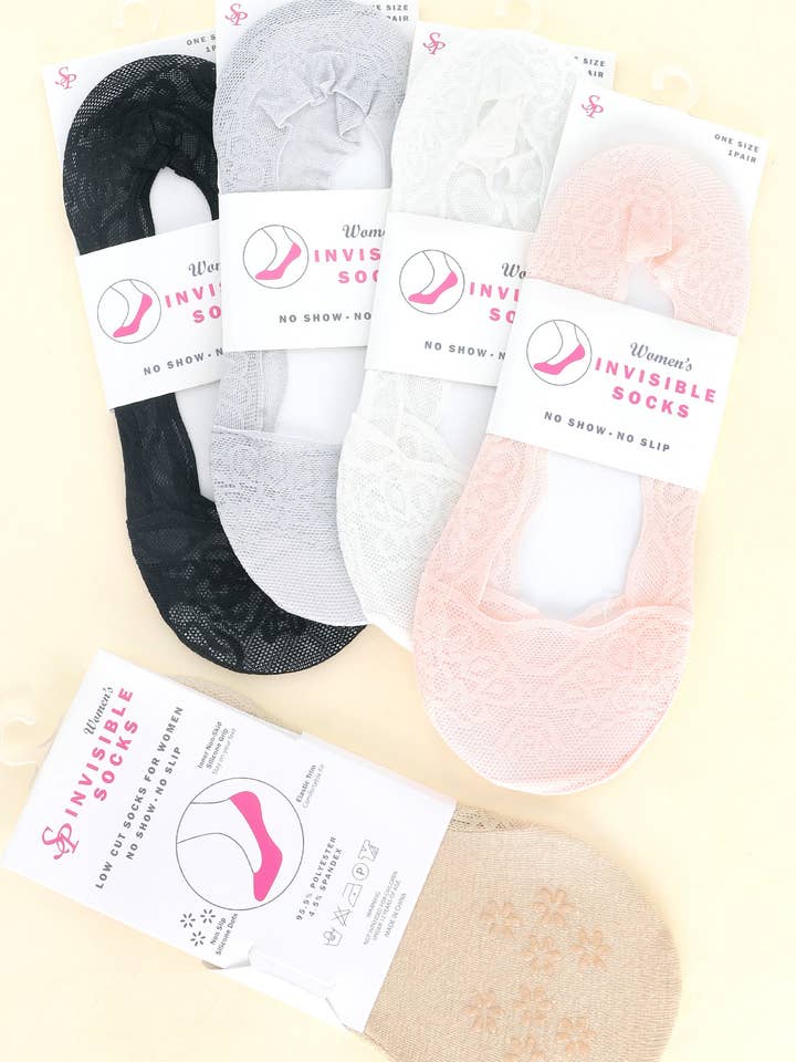 SP Sophia Collection - Vente Chaussettes – femme - Chaussettes No Show en dentelle pour femmes, 10 pièces