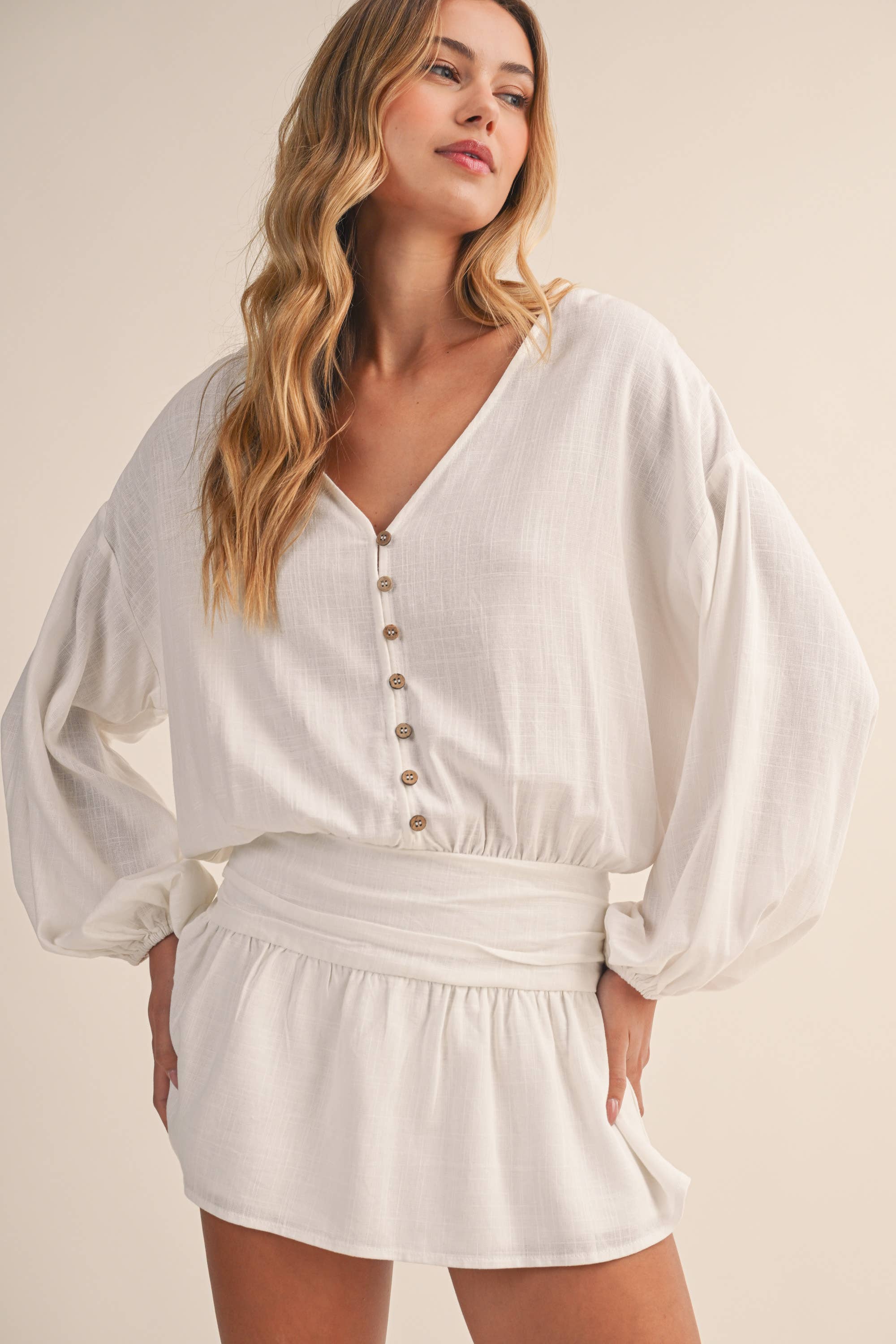 Klesis - Wholesale Romper - Women's - IR2396 LINEN LONGSLEEVES ROMPER13