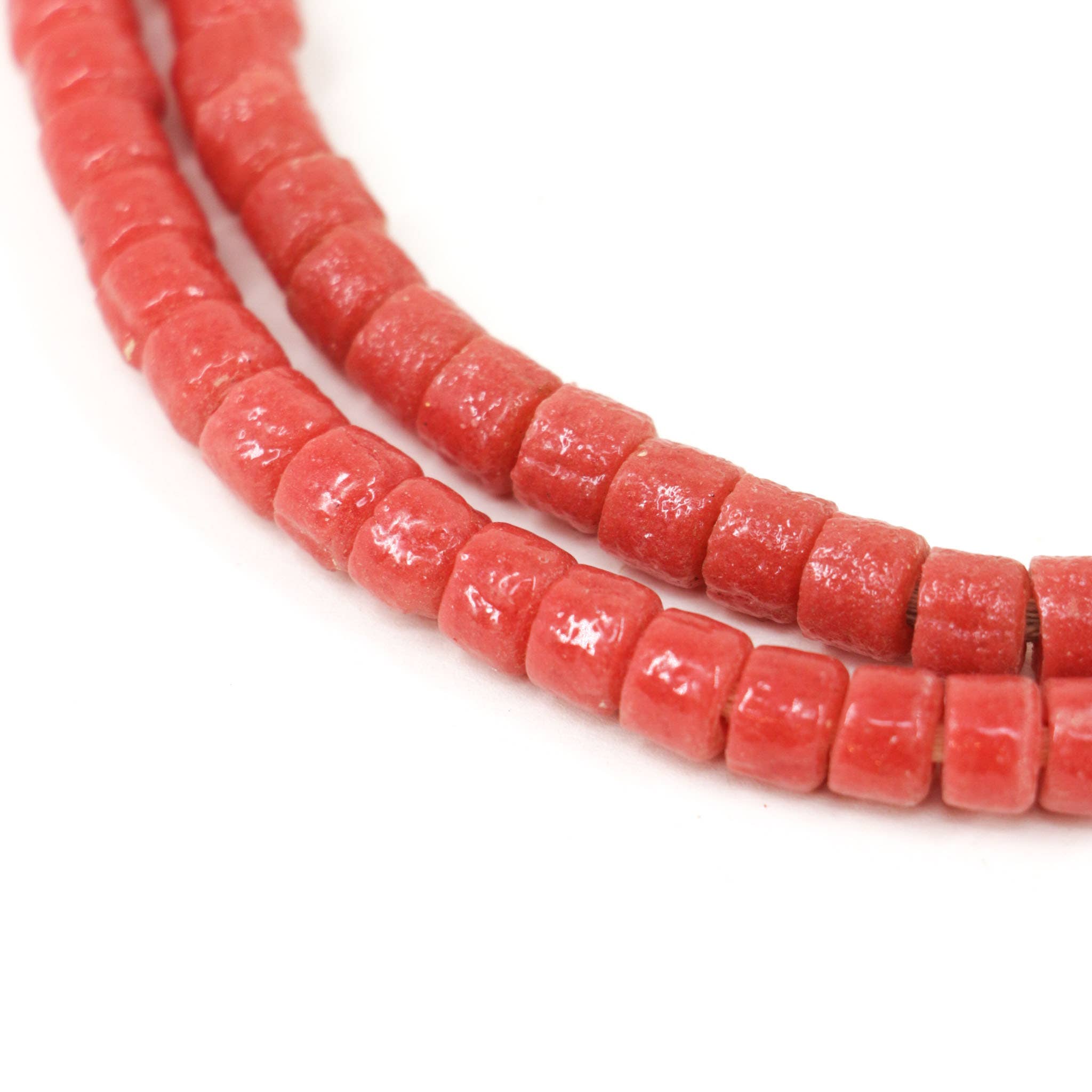 Africa Direct - Wholesale Beads - Flat-Ended "Recycled" Powder Glass Red Trade Beads3