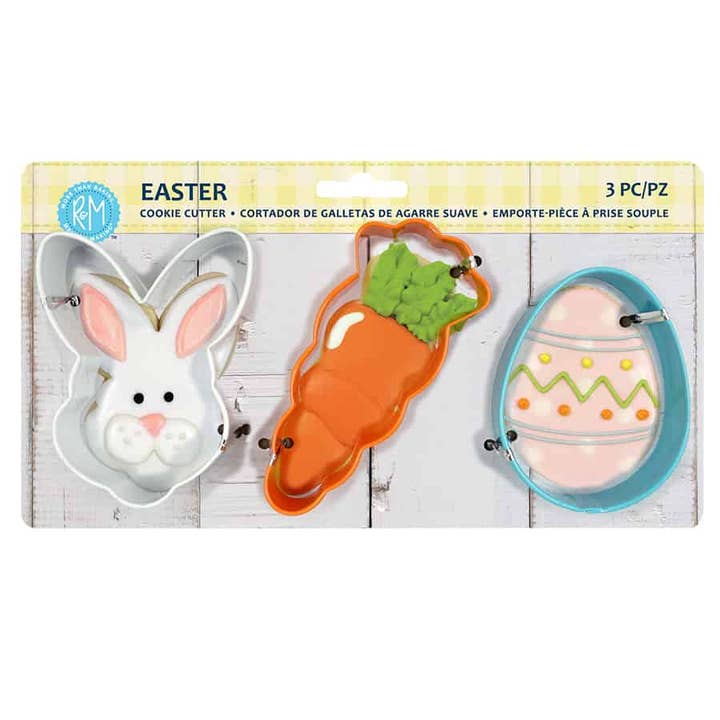 R&M International - Wholesale Cookie Cutter - Easter 3 PC Color Cookie Cutter Carded Set