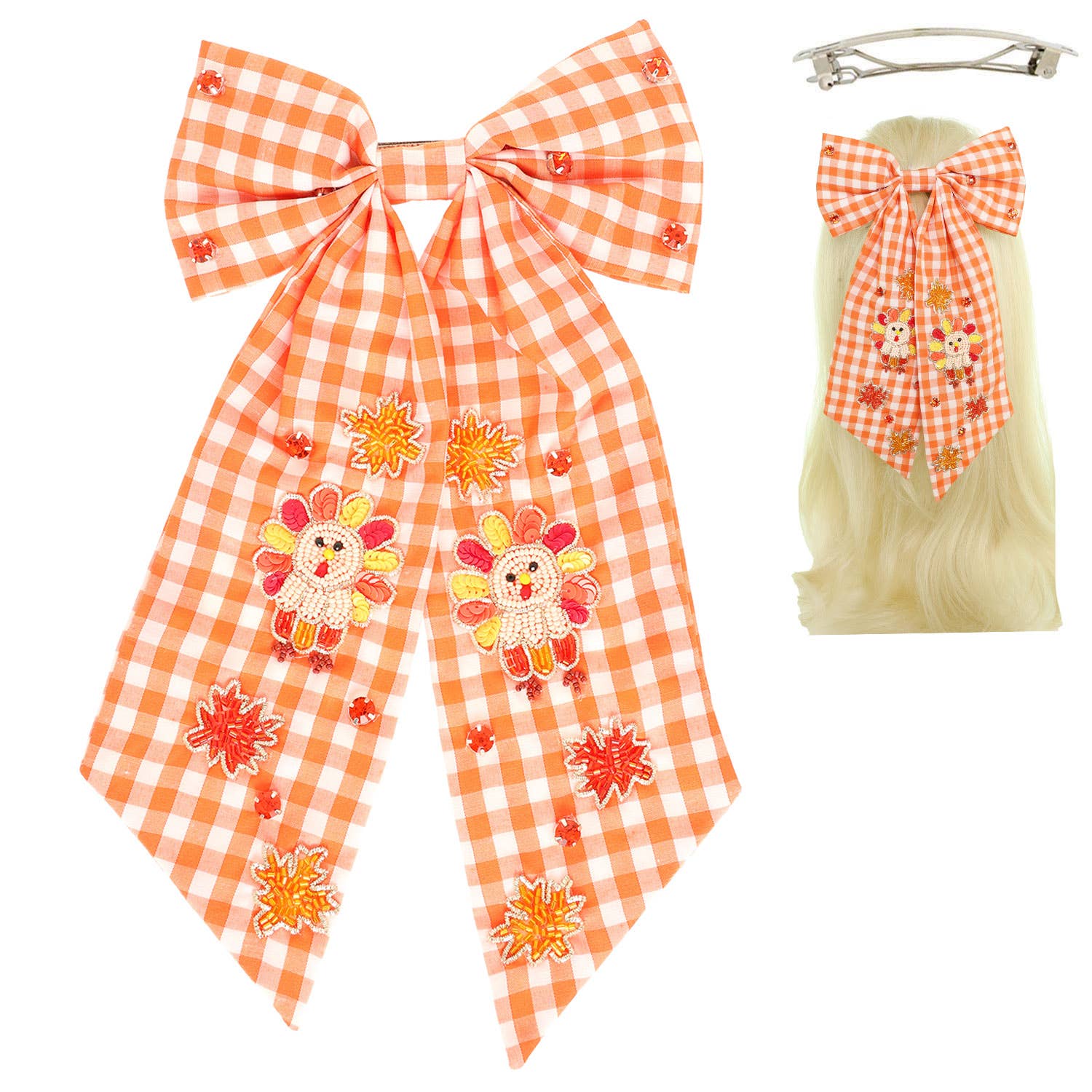 SP Sophia Collection - Wholesale Hair Bow - Kids - Checker Turkey Hair Bow1