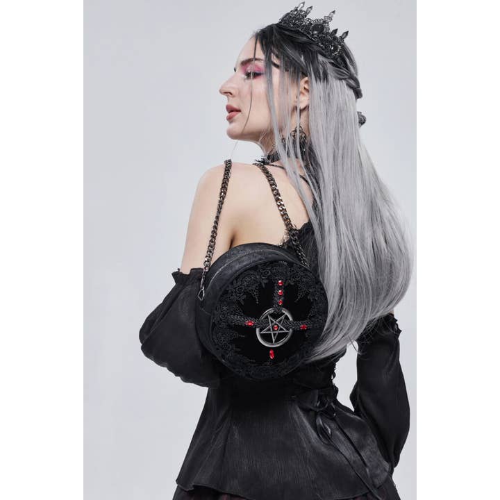 Western Fashion - Vente Sac à bandoulière – femme - AS094 - Sac Pentagramme Diable Noir Gothique.2