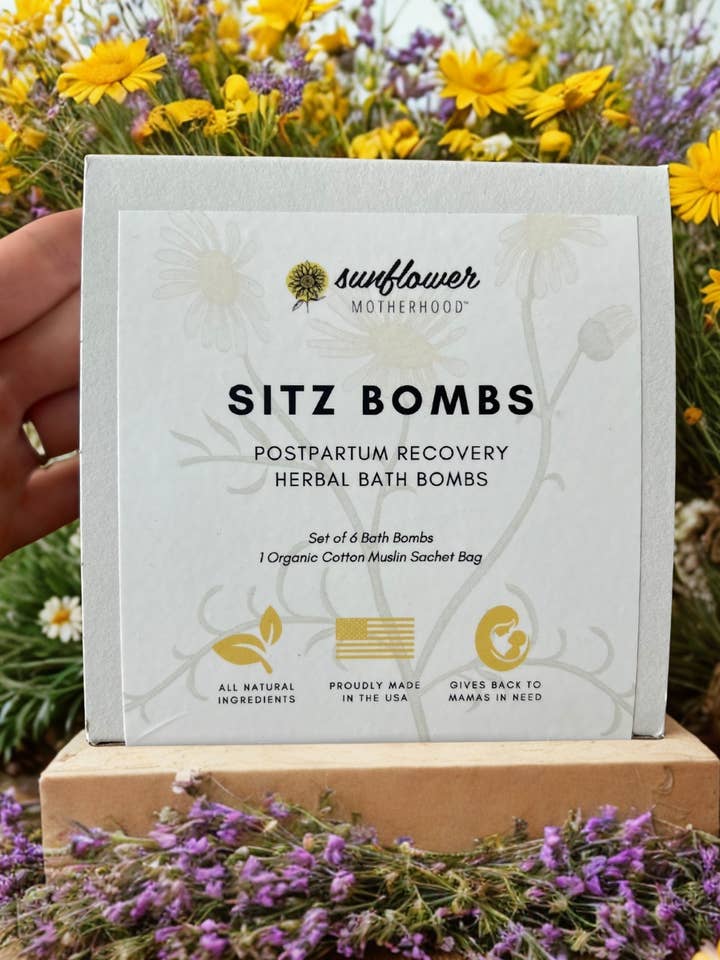 Sitz Bombs | Postpartum Recovery Herbal Bath Bombs for Moms for wholesale by Sunflower Motherhood
