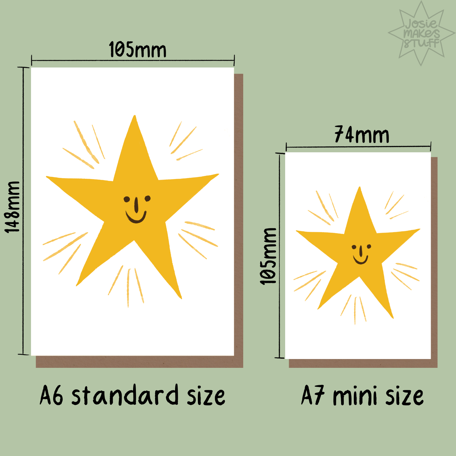 Josie Makes Stuff - Wholesale Everyday Greeting Card - Star - Friendly Smile art card3
