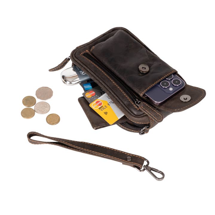 Greenwood Leather AU - Wholesale Crossbody bag – men's - Leather Men's Wrist Bag Tamworth - Brown GW6004BRN2