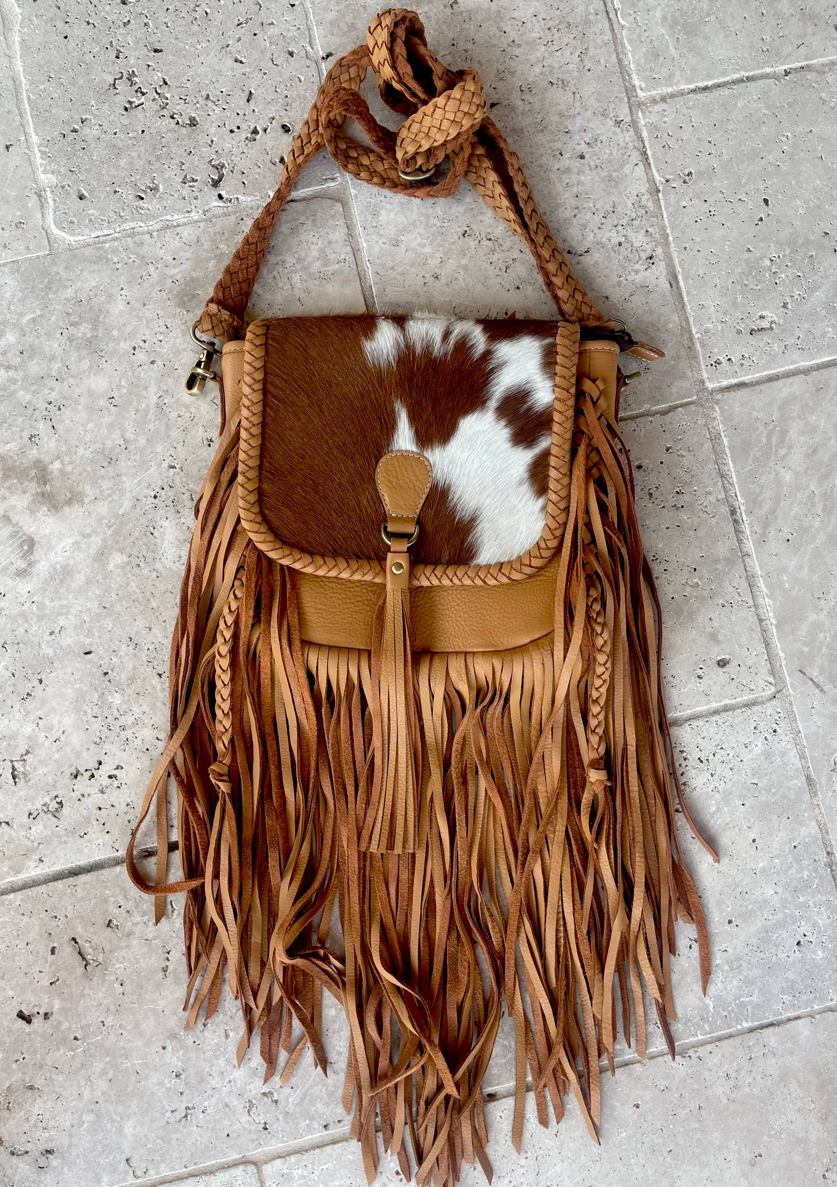 Boho Ranch Shop - Wholesale Crossbody Bag - Women's - THE NANCY CROSSBODY Genuine Hairon Cowhide Leather Tassel2