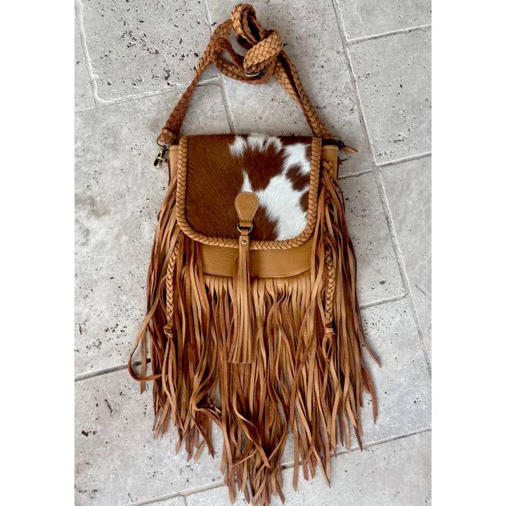 Boho Ranch Shop - Wholesale Crossbody Bag - Women's - THE NANCY CROSSBODY Genuine Hairon Cowhide Leather Tassel2